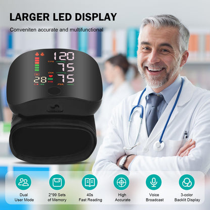 Wrist Blood Pressure Monitor with Digital LCD Screen