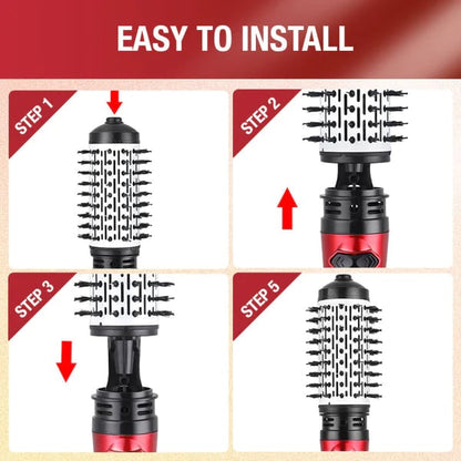 3-in-1-Heißluftstyler und rotierender Haartrockner für trockenes Haar, lockiges Haar, glattes Haar