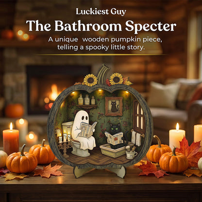 👻 Bezaubernde Halloween-Kürbis-Dekoration mit Geistern | Gemütliche Tischdekoration aus Holz mit charmanten Motiven