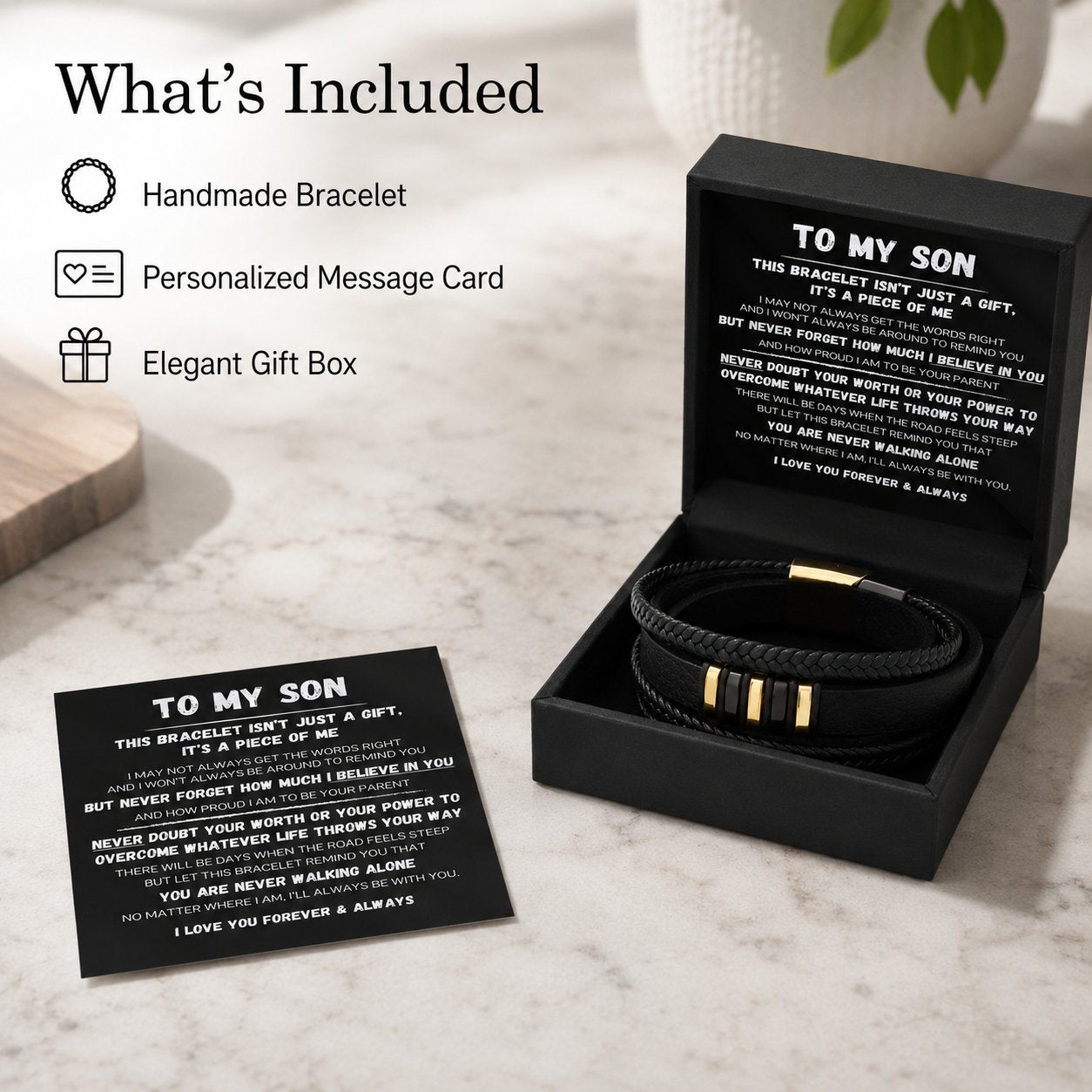 Für meinen Sohn – „Never Walk Alone“-Armband-Set 🖤