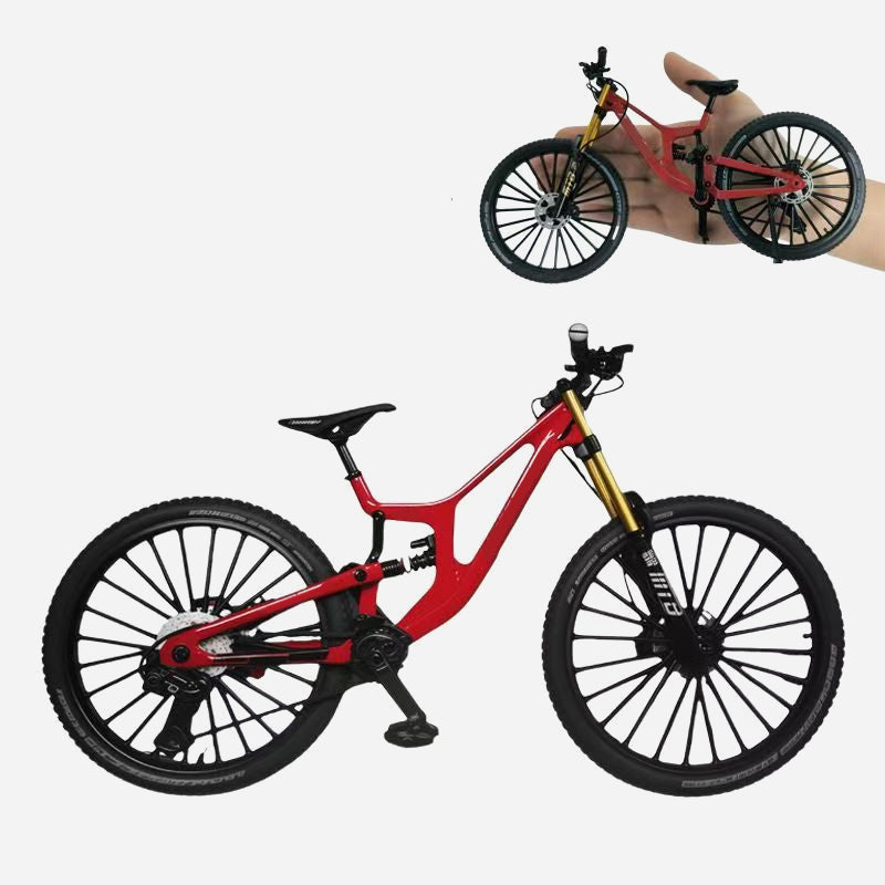 Sammlerstück: Mountainbike-Modell aus Metalllegierung mit Vorder- und Hinterradfederung