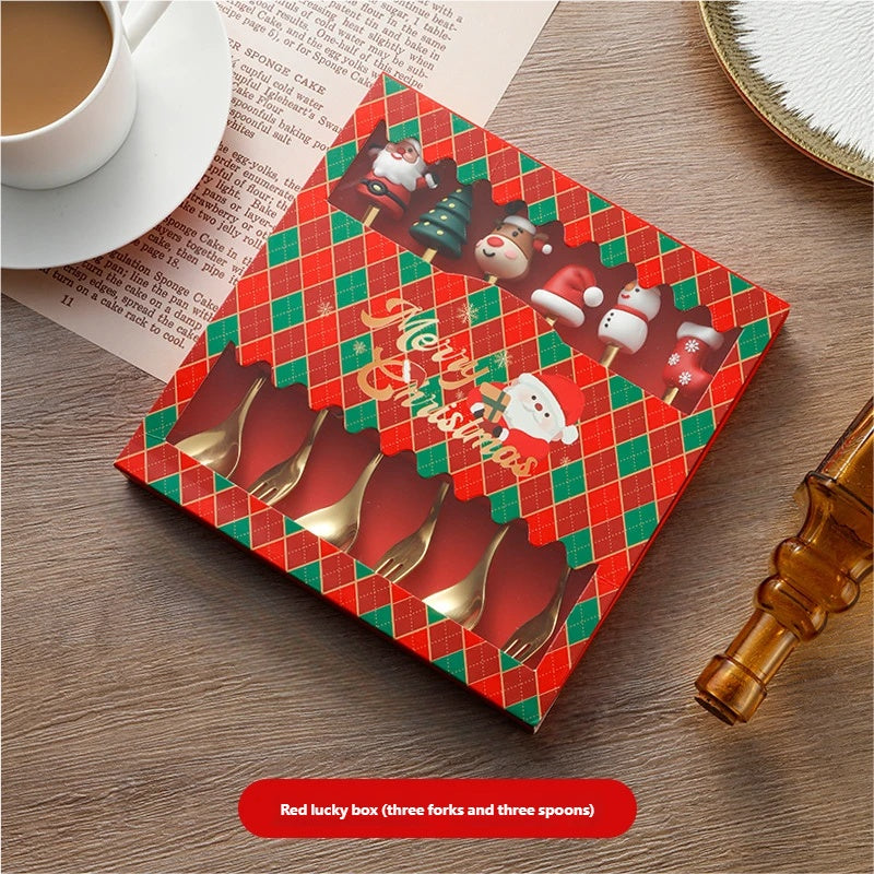 🎄 6-teiliges weihnachtliches Deko-Besteckset – Löffel, Gabel, Teelöffel, Kaffeelöffel, Essgabel & Dessertlöffel!