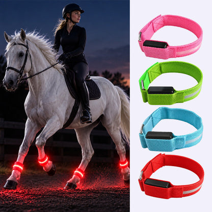 🐎LED-Beinbänder für Pferde | Gut sichtbare, leuchtende Beinbänder für das Reiten bei Nacht