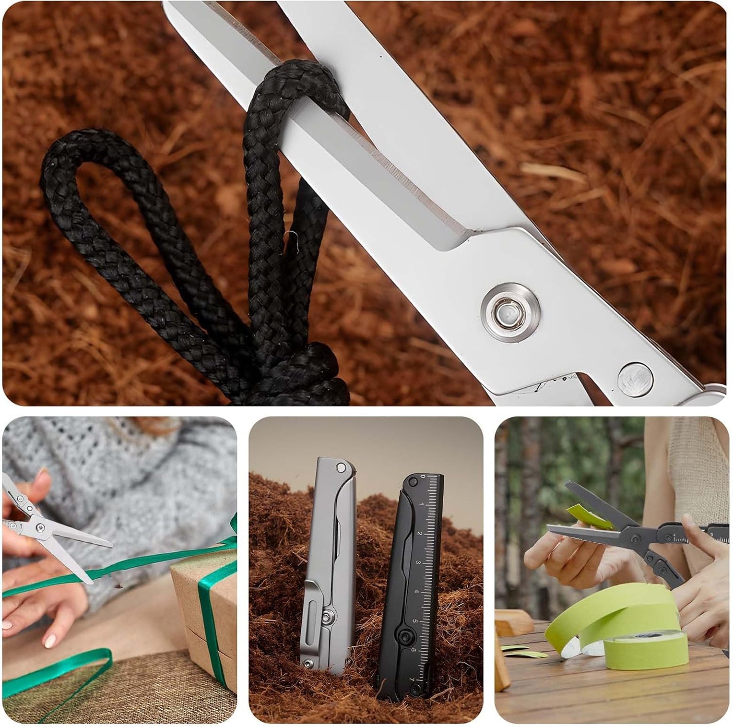 ✂️ 2-in-1 Faltbare EDC-Schere mit integriertem Lineal