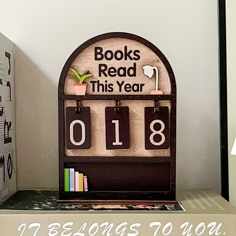 Holz-Anzeige für die jährliche Leseleistung 📚✨