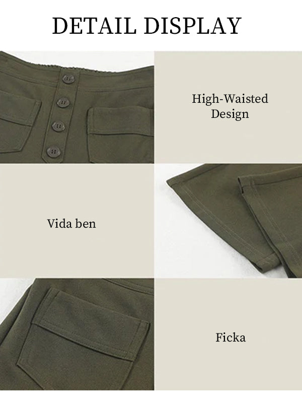 ⏳Hochelastische Multi-Pocket-Hose/Einfarbig lässige gerade Multi-Pocket-Hose mit hoher Elastizität