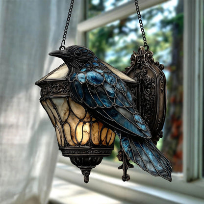 Rabenlaterne aus Buntglas