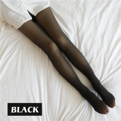 Mit Fleece gefütterte transparente Strumpfhose