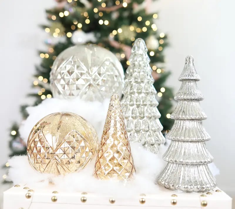 ✨ Schimmernde Weihnachten – 5-teiliges Kristallglas-Baumset mit Lichtern✨