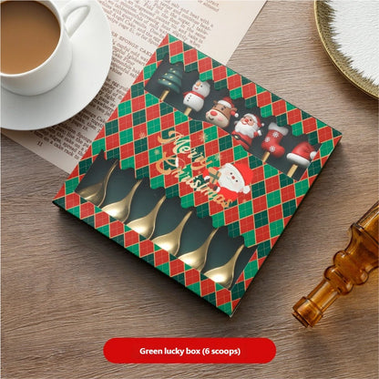 🎄 6-teiliges weihnachtliches Deko-Besteckset – Löffel, Gabel, Teelöffel, Kaffeelöffel, Essgabel & Dessertlöffel!