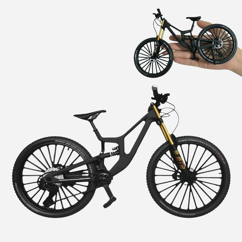 Sammlerstück: Mountainbike-Modell aus Metalllegierung mit Vorder- und Hinterradfederung