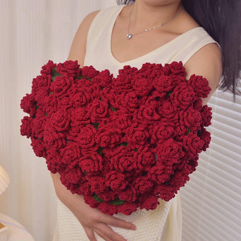 Fertige gehäkelte Blumenstrauß-Decke, Weihnachtsgeschenk, handgestrickte Rosenblumen-Überwurfdecke, lustiges und praktisches Wichtelgeschenk für Erwachsene, Jugendliche und Kinder