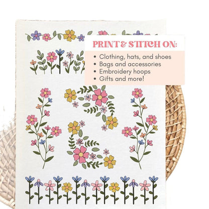 🌸Blumenlinien Entworfene Blumenbordürenmuster Stickmuster – Stick & Stitch für Anfänge