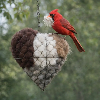 🕊️ Handgefertigtes Vogelnest aus Alpakafaser in Form eines Herzen