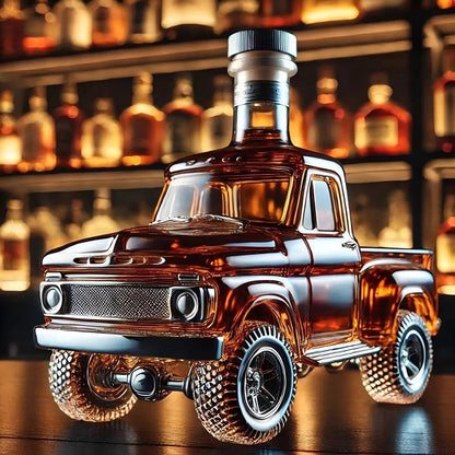 Whiskeyflasche im Retro-Auto-Design