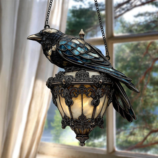 Rabenlaterne aus Buntglas