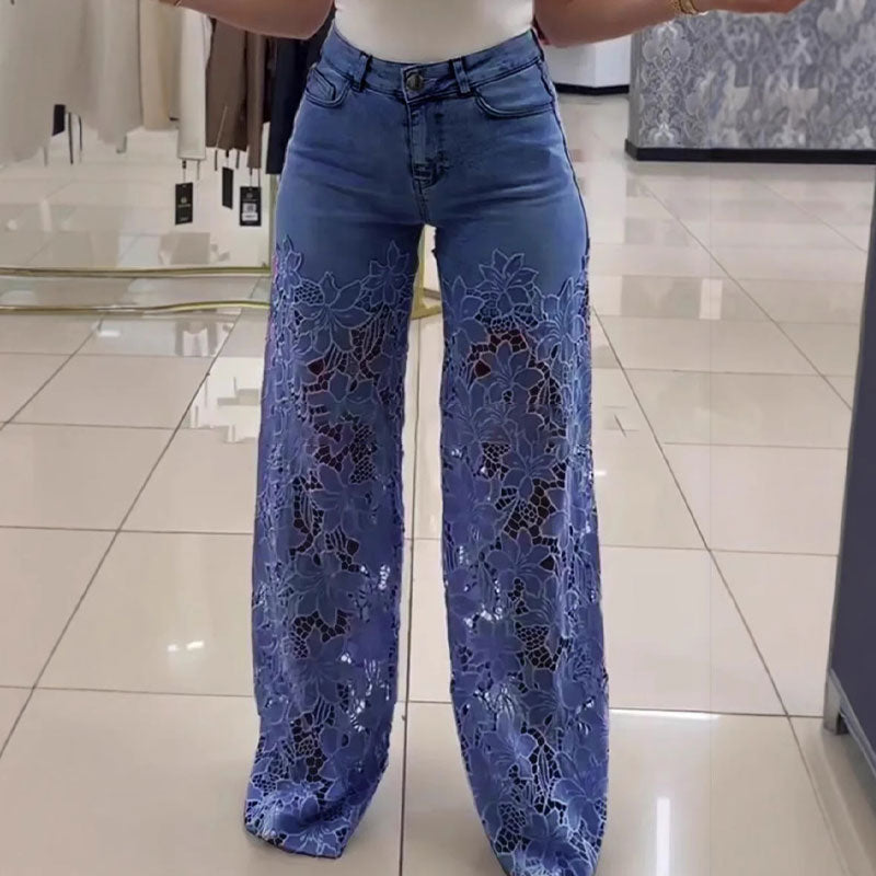 💃Sommermode vorwärts🌸🔥 Gespleißte Jeans mit Spitze