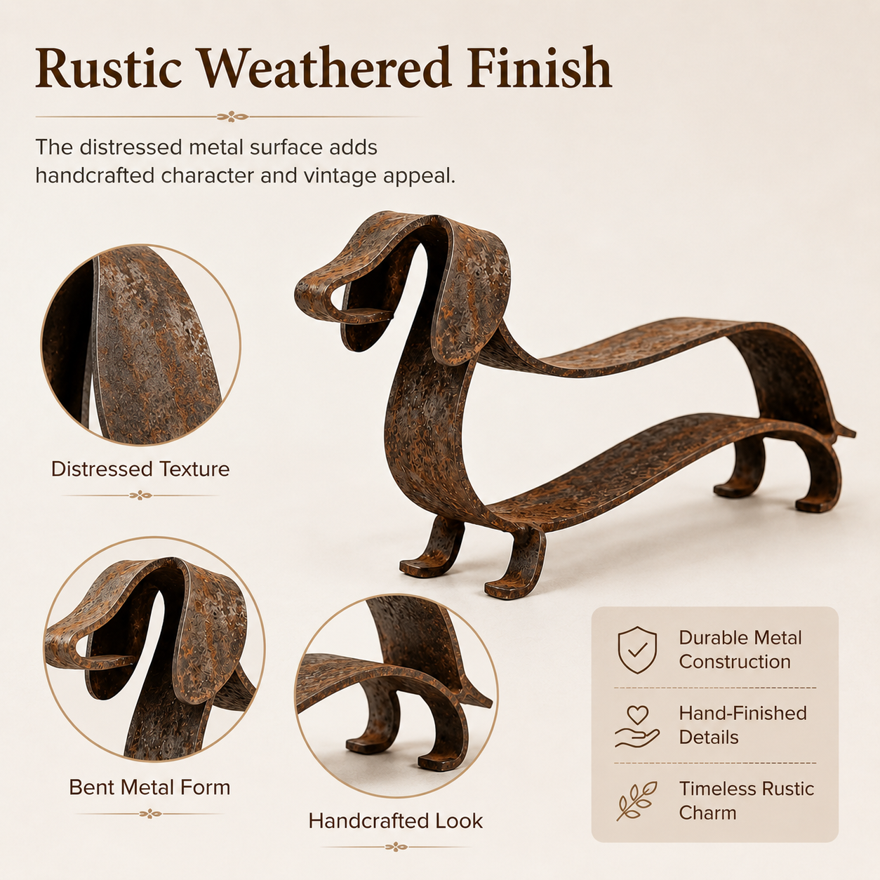 Rustikale Dackel-Metallskulptur