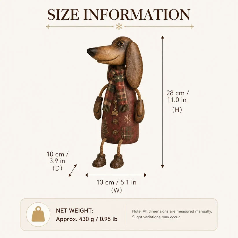 🎄 Vintage-Weihnachts-Dackel als Regalfigur | Festliche Hundedekoration