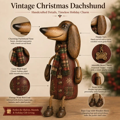 🎄 Vintage-Weihnachts-Dackel als Regalfigur | Festliche Hundedekoration