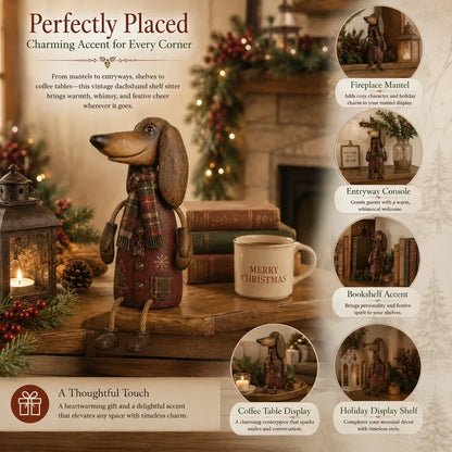 🎄 Vintage-Weihnachts-Dackel als Regalfigur | Festliche Hundedekoration
