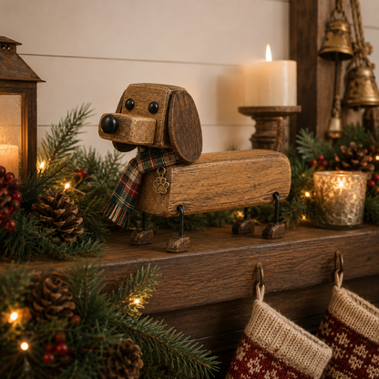 ✨Rustikale Weihnachtsfigur aus Holz in Form eines Dackels