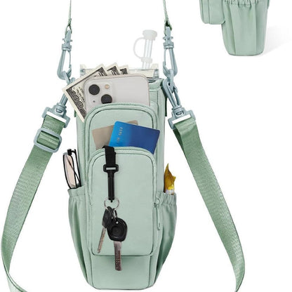 Verstellbare Umhängetasche mit Thermosbecherhalter für