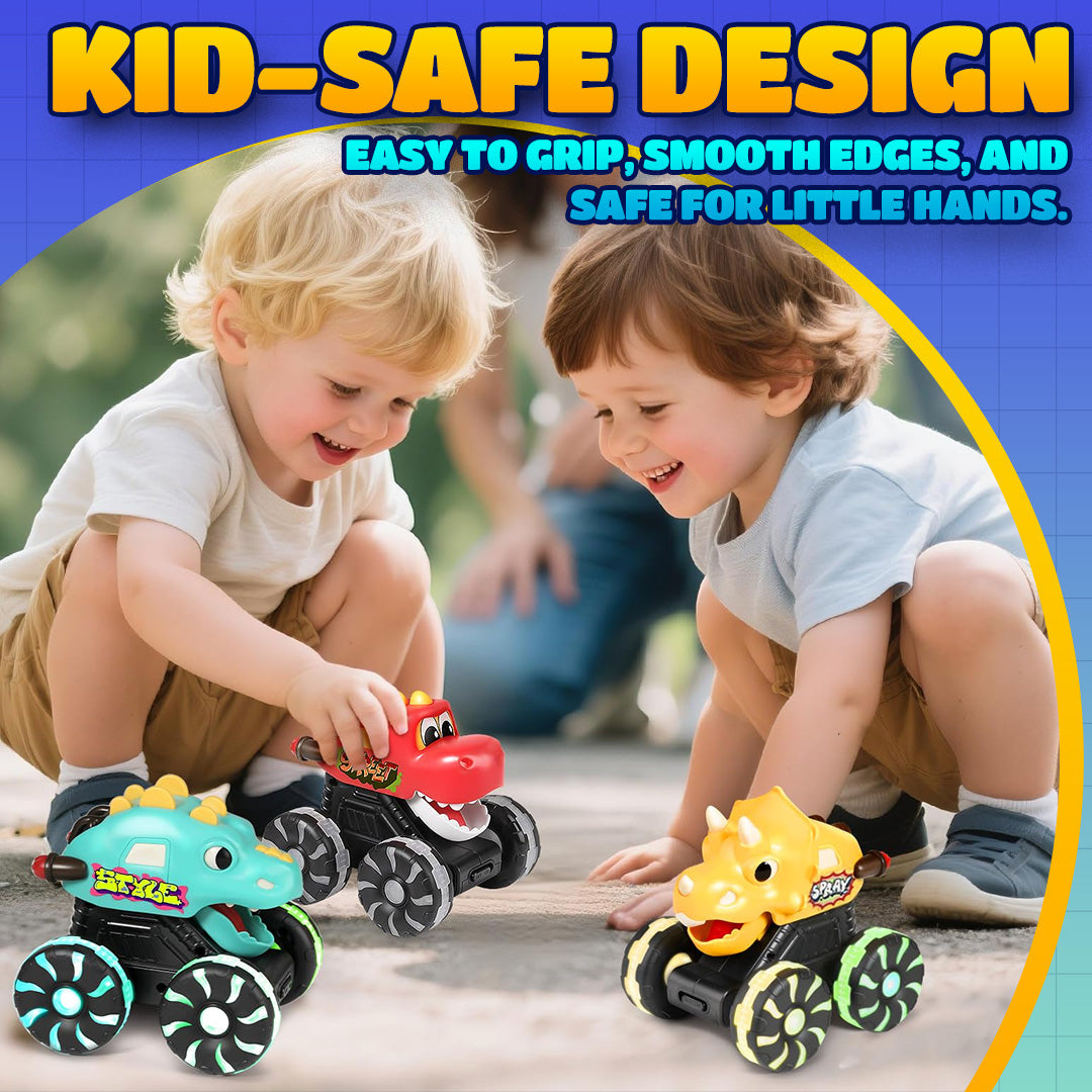 🚗 Dino-Truck-Spielzeug zum Draufdrücken und Losfahren mit bewegungsaktiviertem Licht für Kleinkinder