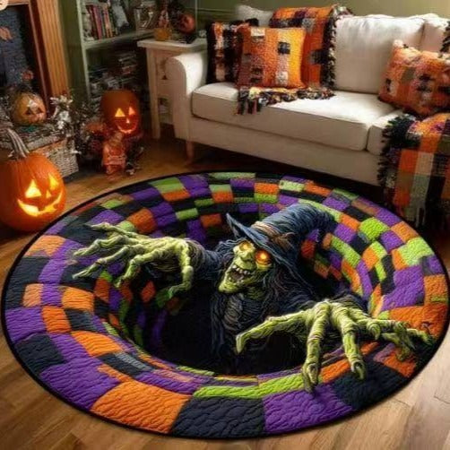 🎃3D-Skelett-Vortex-Steppte runde Halloween-Teppich