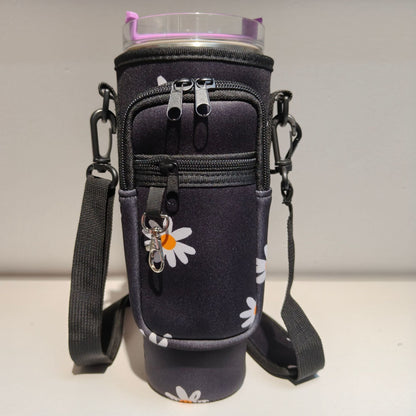 Verstellbare Umhängetasche mit Thermosbecherhalter für