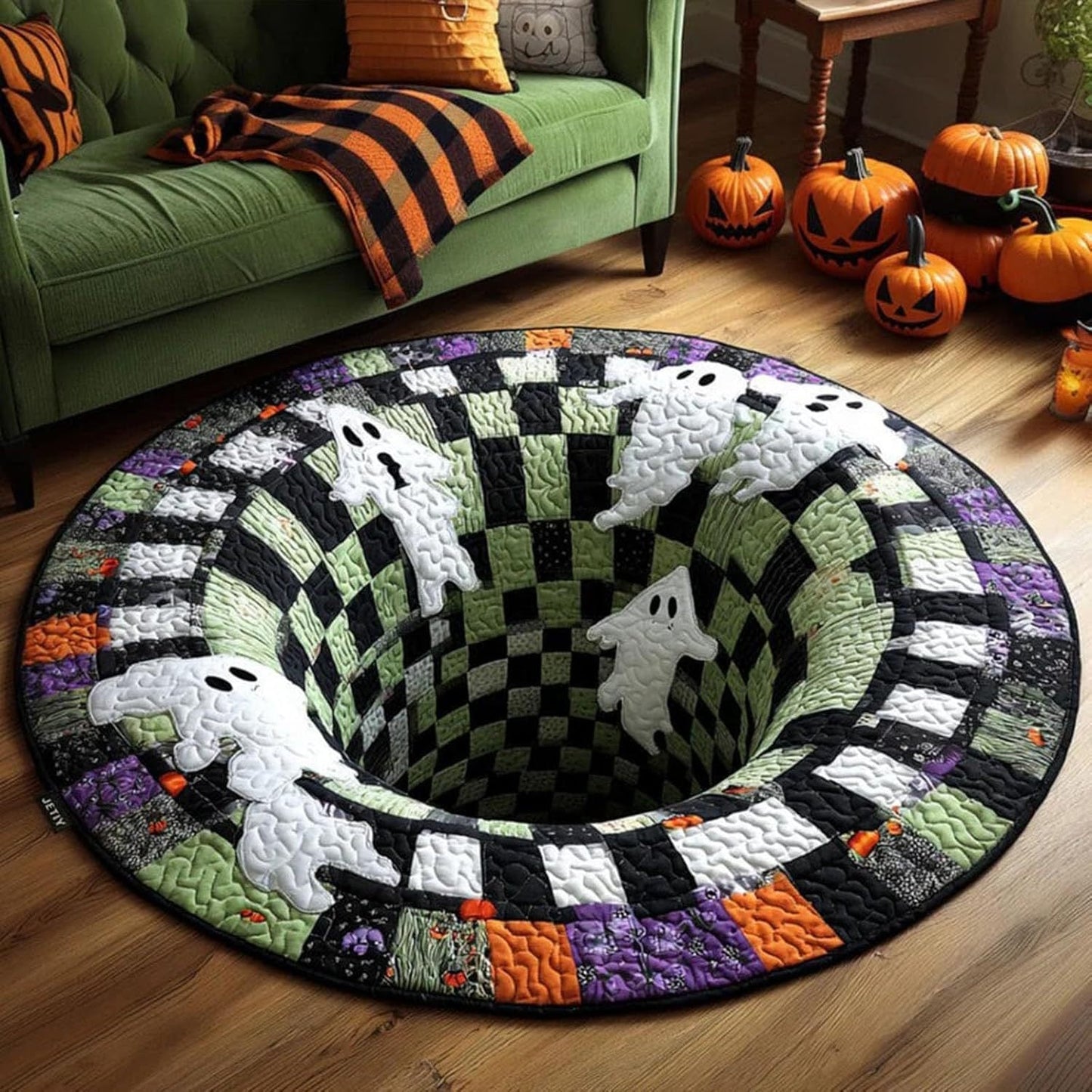 🎃3D-Skelett-Vortex-Steppte runde Halloween-Teppich
