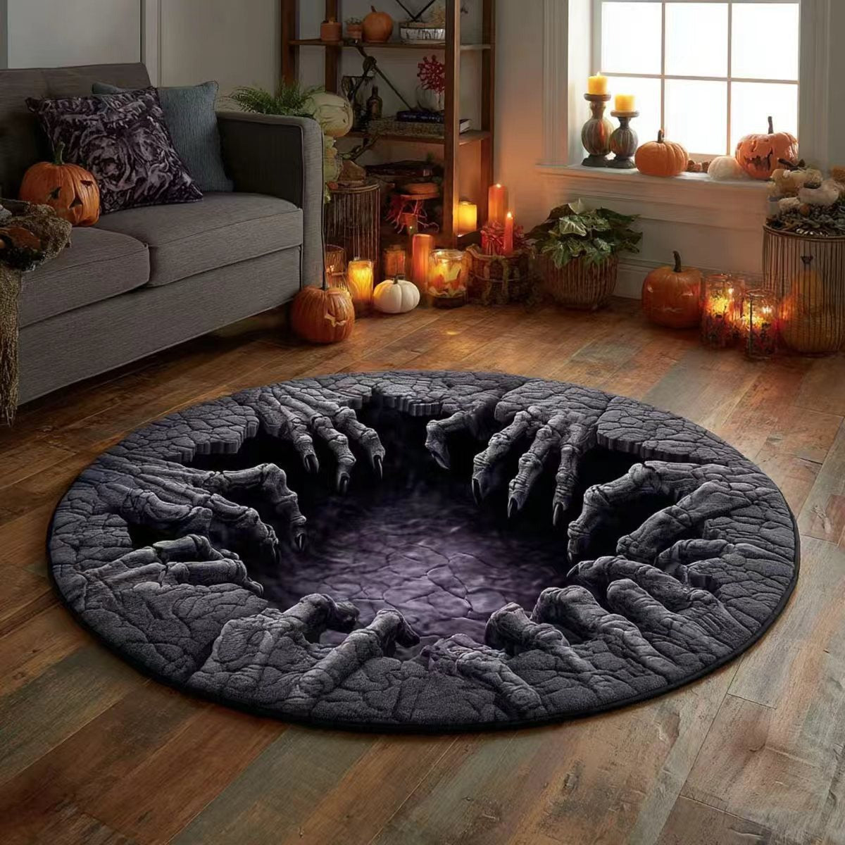🎃3D-Skelett-Vortex-Steppte runde Halloween-Teppich