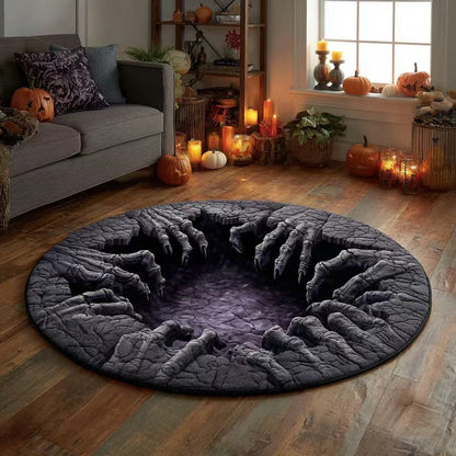 🎃3D-Skelett-Vortex-Steppte runde Halloween-Teppich