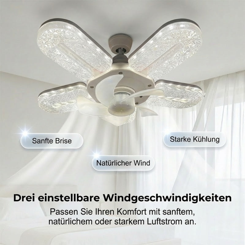 LED-Lüfterleuchte mit 5 Flügeln und Kristall-Effekt