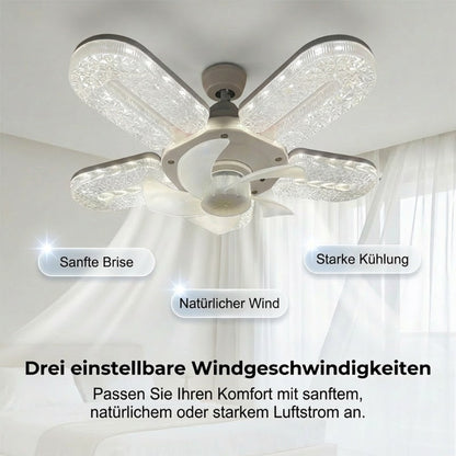 LED-Lüfterleuchte mit 5 Flügeln und Kristall-Effekt