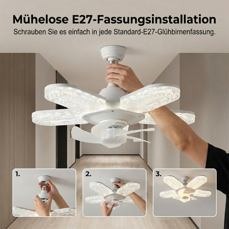 LED-Lüfterleuchte mit 5 Flügeln und Kristall-Effekt