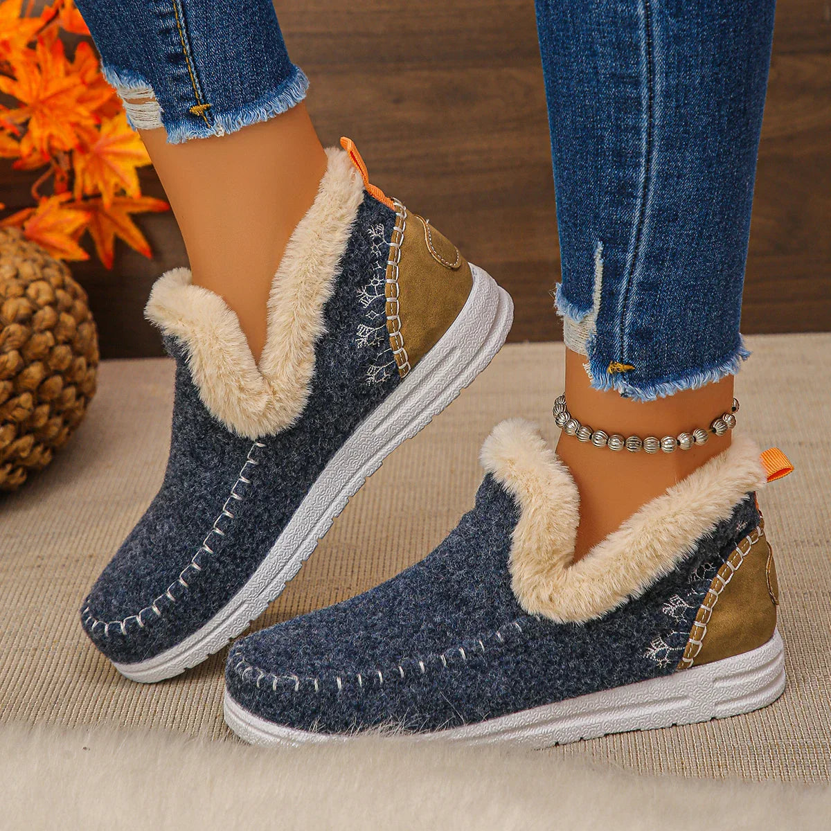 Warme, mit Fleece gefütterte Damen-Baumwollstiefel