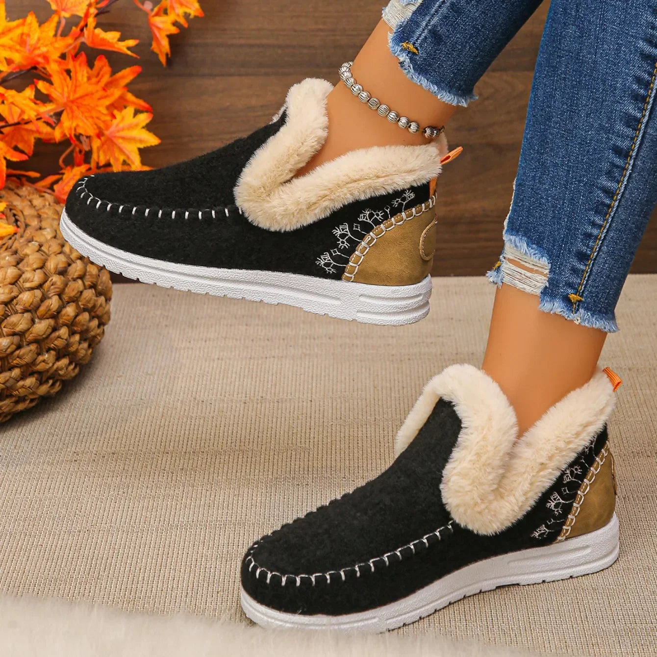 Warme, mit Fleece gefütterte Damen-Baumwollstiefel
