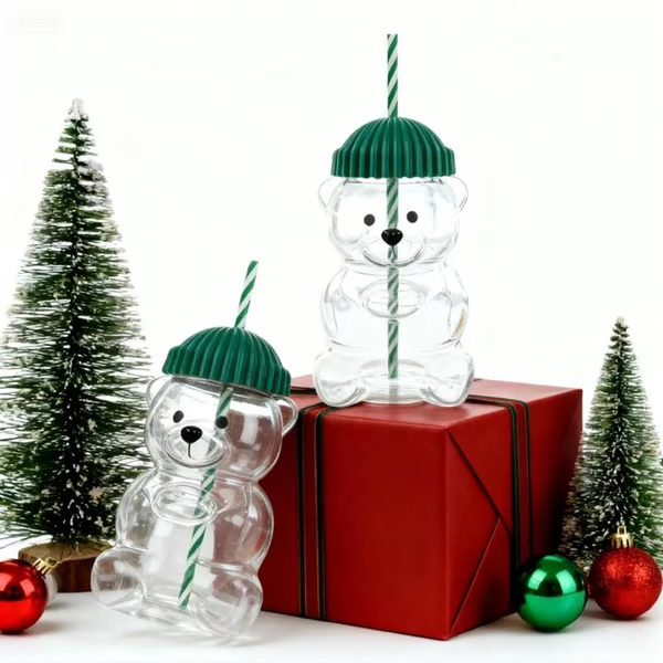 🌲Neujahrsverkauf 🐻Bären-Glasstrohhalmbecher🔥