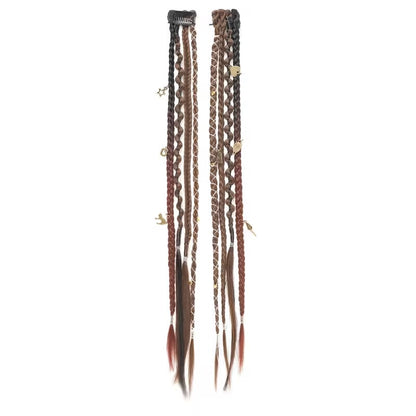 🔥🆕 2026 Boho-Dreadlock-Clip-In-Haarverlängerungen 🌿 – 20" geflochtenes Haar mit Perlen und Anhängern