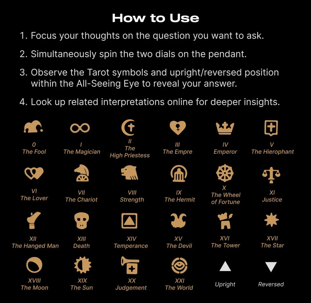 👁️‍🗨️Handgefertigter Tarot-Vision-Anhänger: Verbinde dich jederzeit mit der kosmischen Weisheit (Spickzettel enthalten)