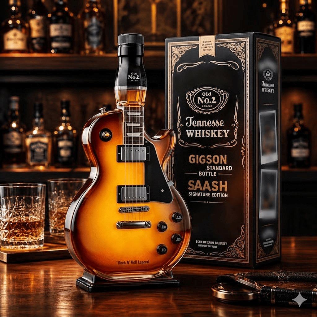 🤘Appetit auf Rock: Vintage Sunburst Gitarrenfigur als Spirituosenflasche🎸✨