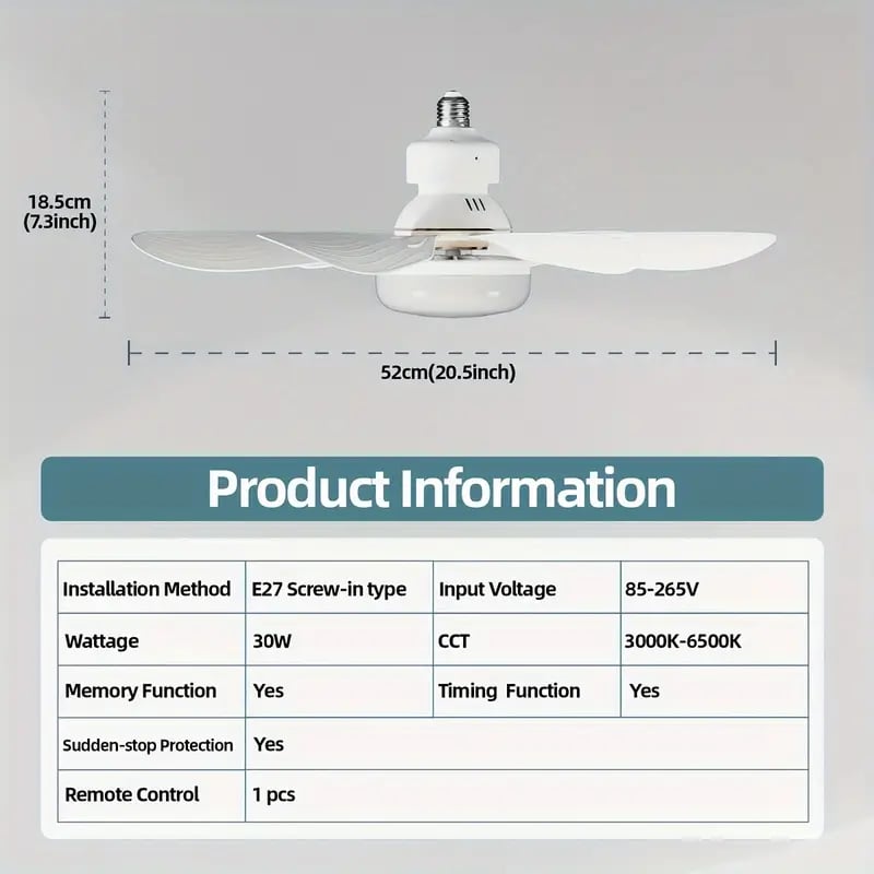 ⏳SOMMER-SCHLUSSVERKAUF 60 % RABATT🔥40-W-LED-Deckenventilator mit Beleuchtung – 20,5 Zoll, extrem leise, mit Fernbedienung 🎯 | E27 + KOSTENLOSER B22-Adapter 🔌 | Für Schlafzimmer 😴, Küche 👩‍🍳 und Garage 🛠️