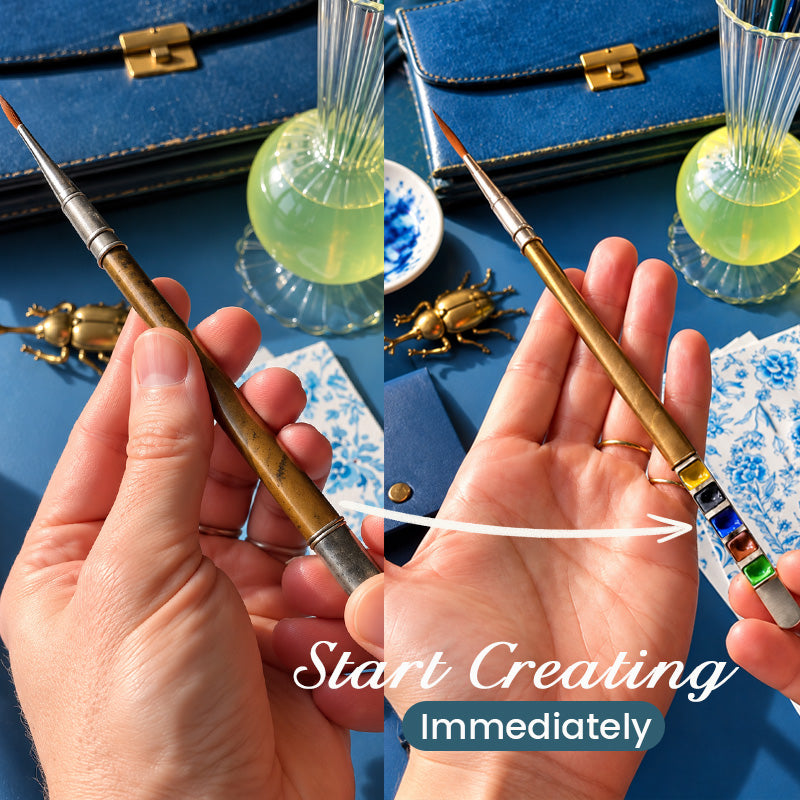 Portable Paintbrush and Colors Set
