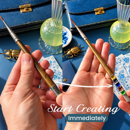 Portable Paintbrush and Colors Set