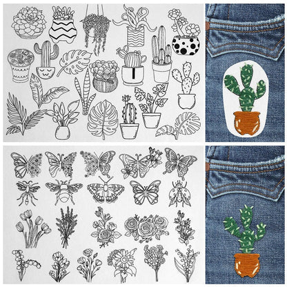🌸Blumenlinien Entworfene Blumenbordürenmuster Stickmuster – Stick & Stitch für Anfänge