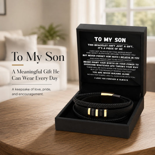 Für meinen Sohn – „Never Walk Alone“-Armband-Set 🖤