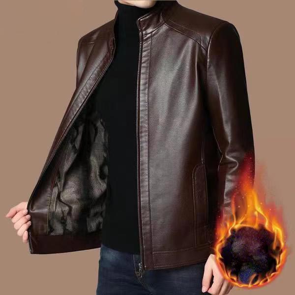 Warmer Herren-Ledermantel mit Plüschfutter – Geschenk für ihn!