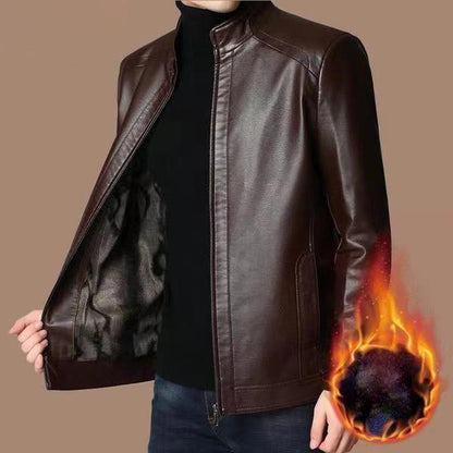 Warmer Herren-Ledermantel mit Plüschfutter – Geschenk für ihn!