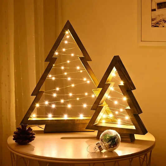 Leuchtender Weihnachtsbaum aus Holz